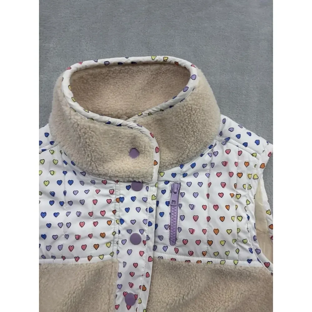 Roller Rabbit Girl's hearts Quilted Vest Size XXS Warm cozy Colorway